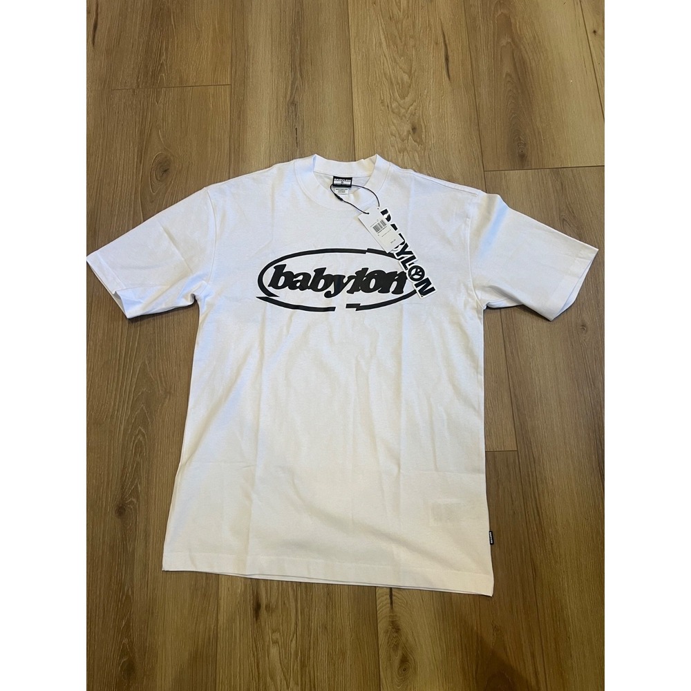 Babylon Script Logo T-Shirt White Mens Small NWT Streetwear Graphic Tee Cotton